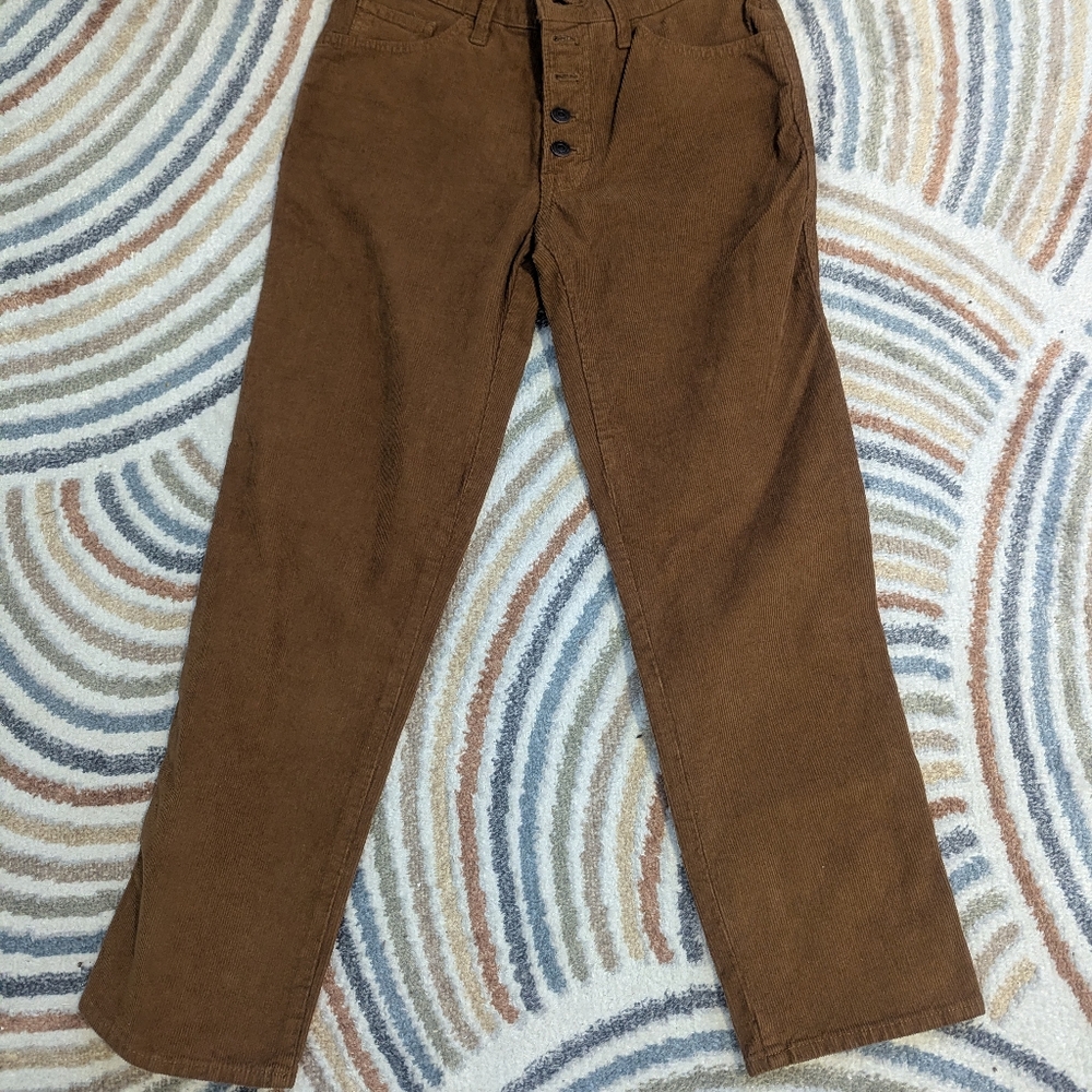 Lucky Brand 27 Rust Tan Corduroy Pants Button Fly Mid-rise Street Crop